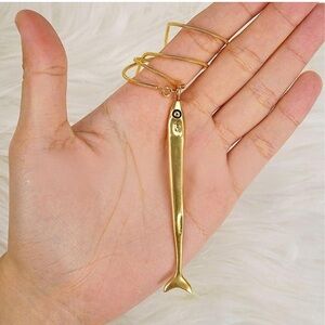 New Sardine Gold Fish Pendant Necklace (3567)